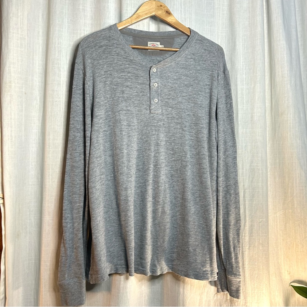 Faherty Heather Gray Slub Cotton Long Sleeve Henley size large